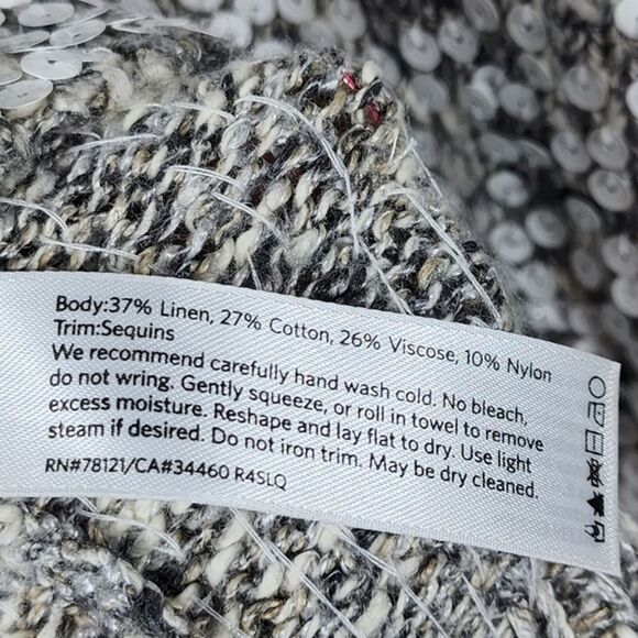 Eileen Fisher Linen Blend Sequined Long Sleeve Sweater Size Large - Picture 3 of 6